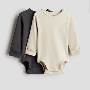 EUC H&M Set Of Two Organic Cotton Long Sleeved Bodysuits